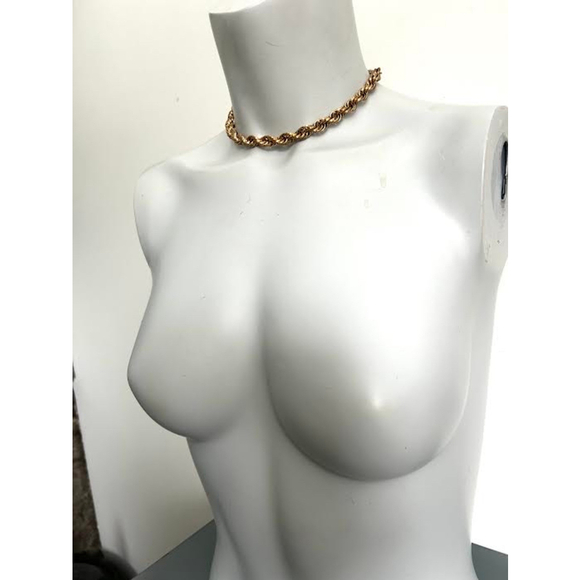 Monet Vintage Gold Tone Chain Row 14” Necklace/Chocker - Picture 2 of 4